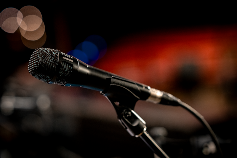 Shure Nexadyne microphone on microphone stand