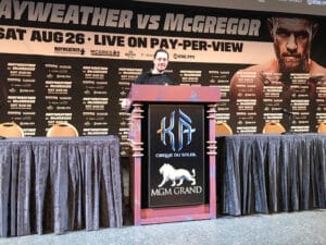 Joe Atanacio working at the Mayweather vs McGregor fight in Las Vegas